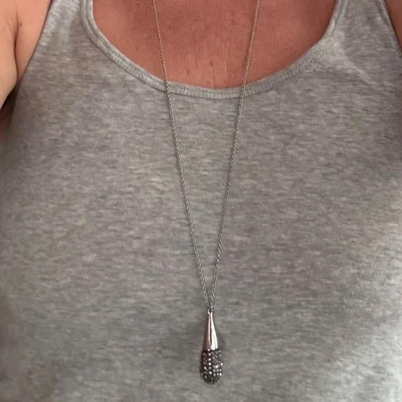 Sparkling Silver Teardrop Reversible Pendant Necklace - Picture 6 of 6